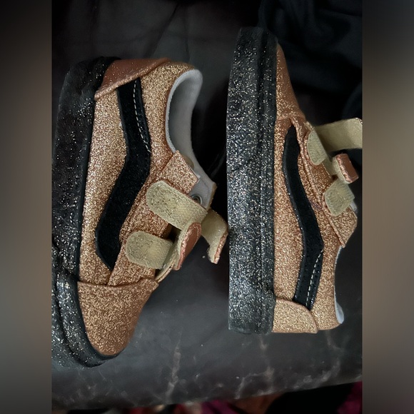 VANS Old Skool - Pink Gold and Black Glitter Colorway - size TODDLER 7 -721454 - Picture 1 of 6